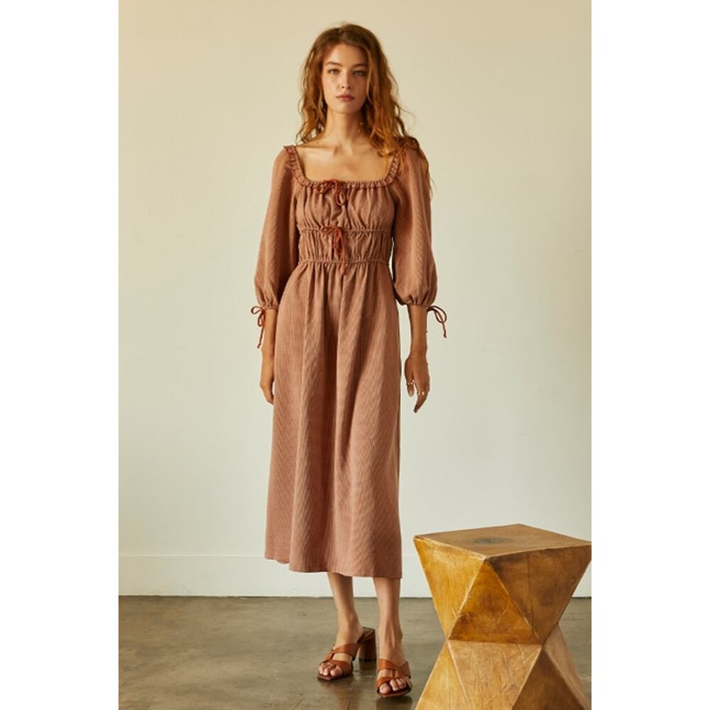 Crescent Rust Size Large Jaylene Check Jacquard Midi Dress